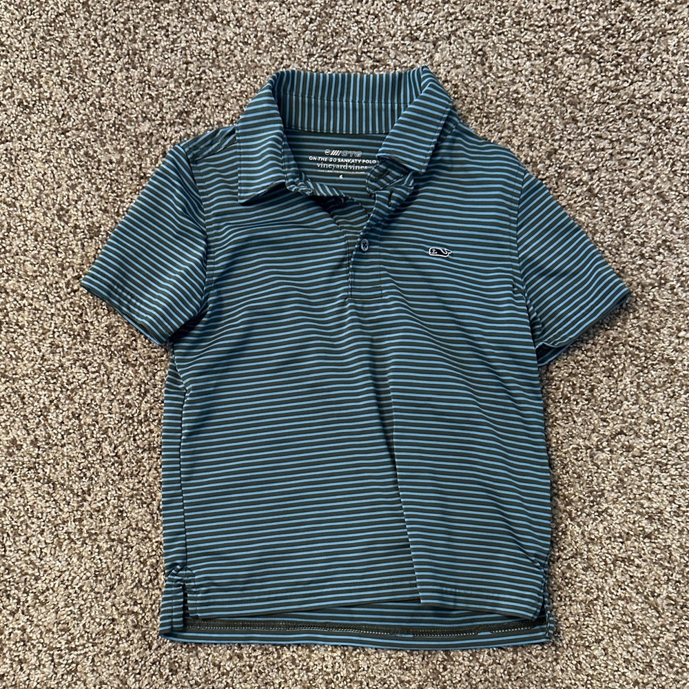 Vineyard Vines Green and Blue Striped Polo